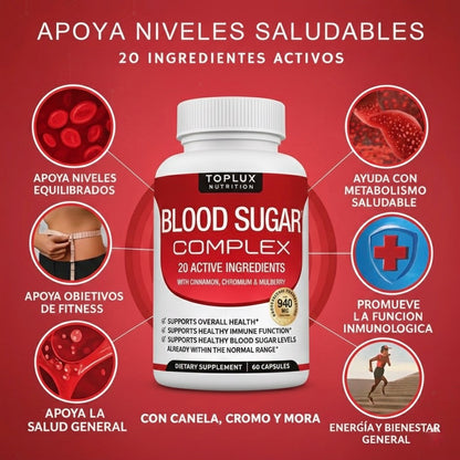 BLOOD SUGAR SUPLEMENTO - REGULA TUS NIVELES DE AZÚCAR Y MEJORA TU ENERGÍA