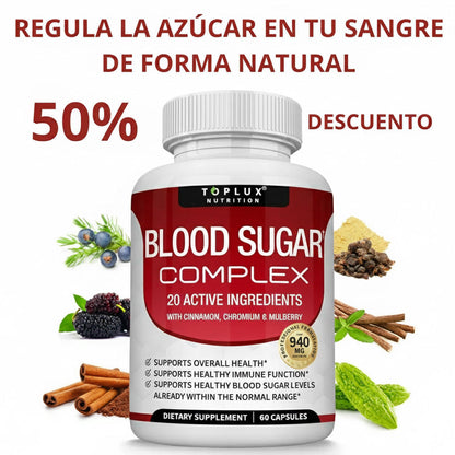 BLOOD SUGAR SUPLEMENTO - REGULA TUS NIVELES DE AZÚCAR Y MEJORA TU ENERGÍA